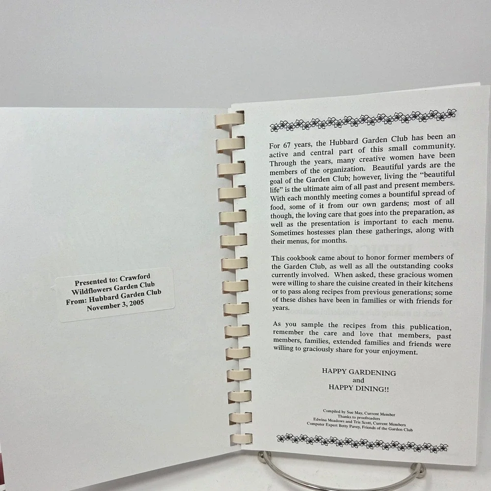 Kitchen Delights Hubbard Garden Club Cookbook 2005 Spiral Bound Community Recipe